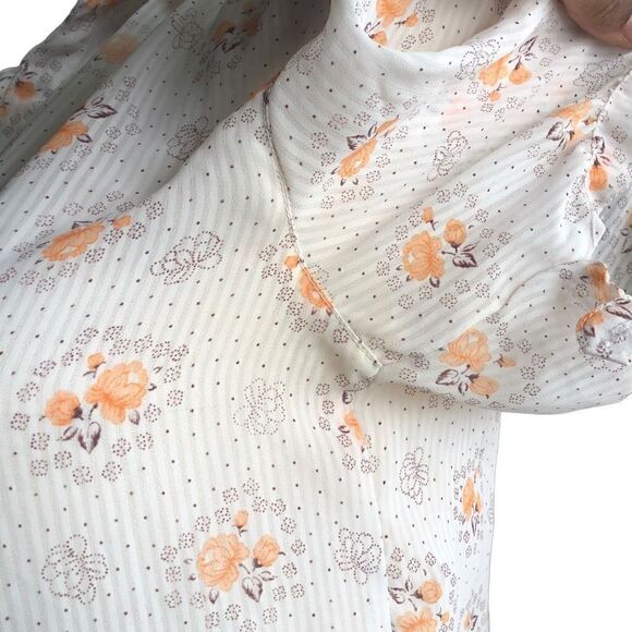 Vintage Chiffon Orange Rose Blouse Size XL - Picture 9 of 9
